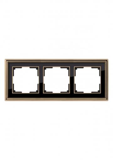 WL17-Frame-03/ Рамка на 3 поста (золото/черный)