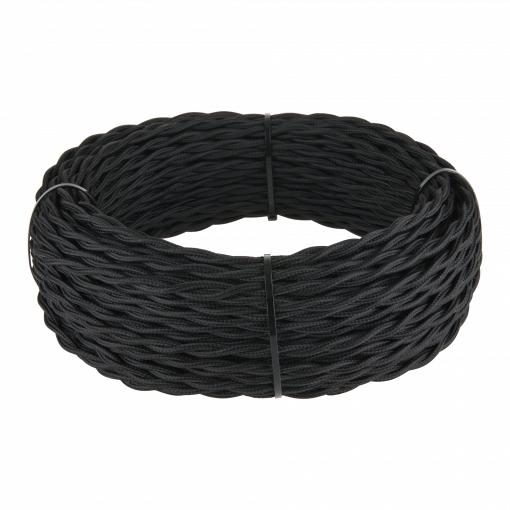 W6452308/ Ретро кабель витой 2х25 (черный) 20 м