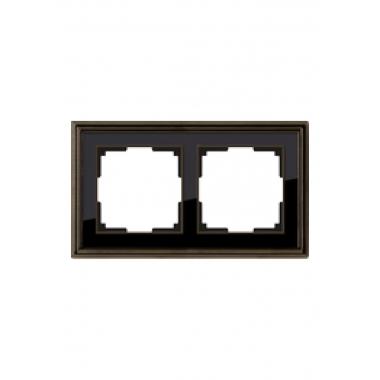 WL17-Frame-02/ Рамка на 2 поста (бронза/черный)