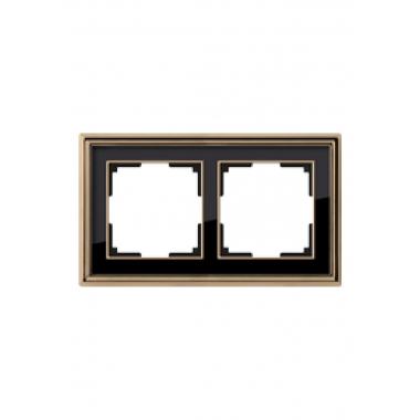 WL17-Frame-02/ Рамка на 2 поста (золото/черный)